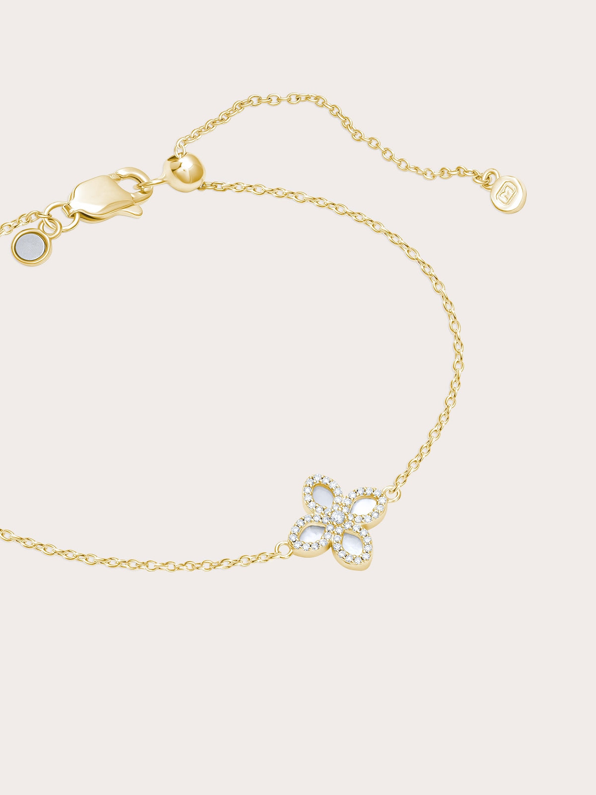 Motherof Pearl Clover Bracelet Reversible 18K Gold (1) – Mondays Made Flower & Birthstone Jewelry Singapore