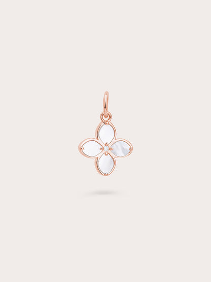 Motherof Pearl Clover Charm Reversible 18K Rose Gold (3) – Mondays Made Flower & Birthstone Jewelry Singapore