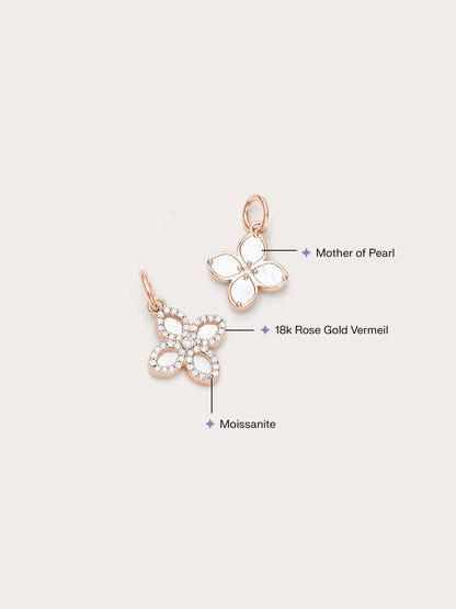 Motherof Pearl Clover Charm Reversible 18K Rose Gold (4) – Mondays Made Flower & Birthstone Jewelry Singapore