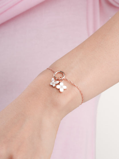 Motherof Pearl Clover Charm Reversible 18K Rose Gold (9) – Mondays Made Flower & Birthstone Jewelry Singapore