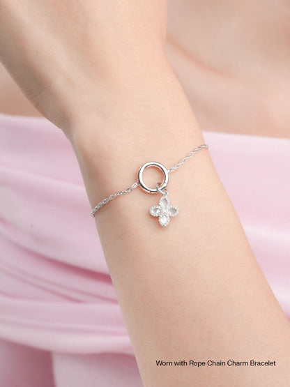 Motherof Pearl Clover Charm Reversible S925 Silver Rhodium Worn With – Mondays Made Flower & Birthstone Jewelry Singapore