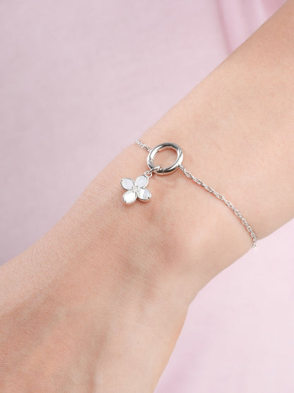Motherof Pearl Clover Charm Reversible S925 Silver Rhodium (7) – Mondays Made Flower & Birthstone Jewelry Singapore