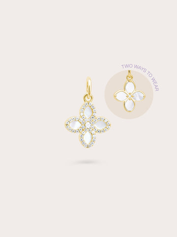Motherof Pearl Clover Charm Reversible 18K Gold (1) – Mondays Made Flower & Birthstone Jewelry Singapore