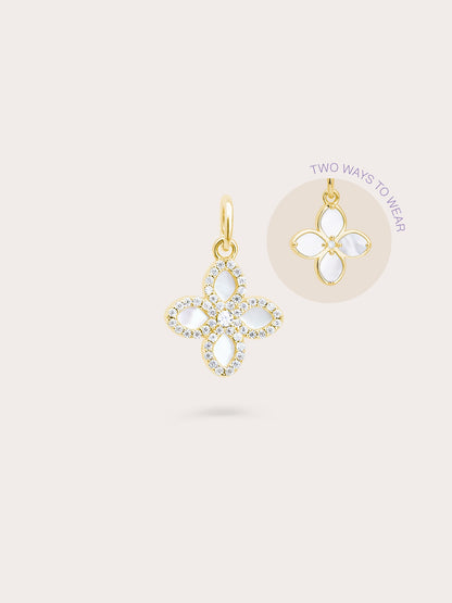 Motherof Pearl Clover Charm Reversible 18K Gold (1) – Mondays Made Flower & Birthstone Jewelry Singapore