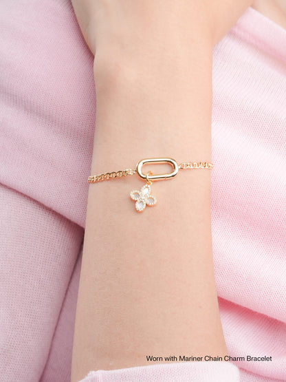 Motherof Pearl Clover Charm Reversible 18K Gold Worn With – Mondays Made Flower & Birthstone Jewelry Singapore