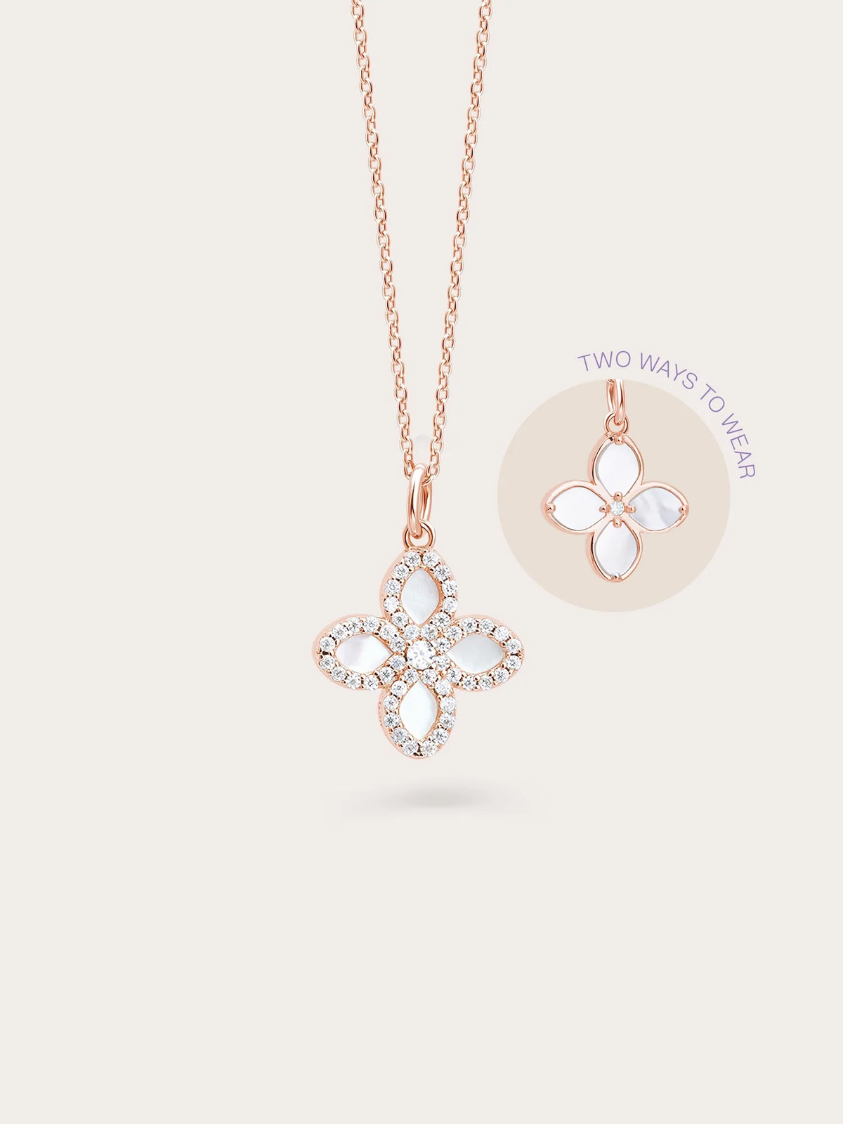 Mother of Pearl Clover Necklace – Reversible