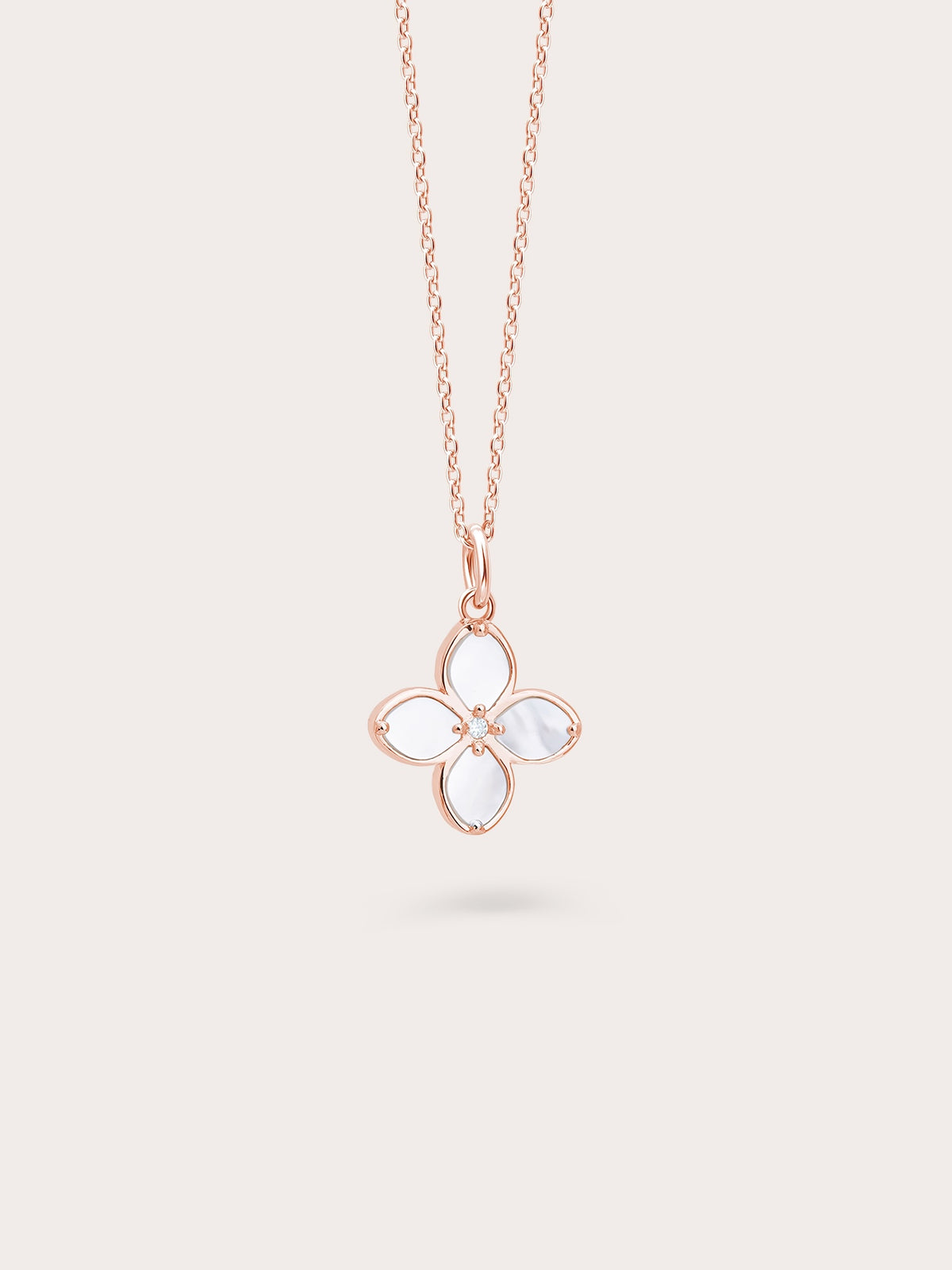 Motherof Pearl Clover Necklace Reversible 18K Rose Gold (11) – Mondays Made Flower & Birthstone Jewelry Singapore