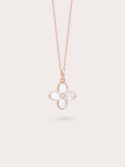 Motherof Pearl Clover Necklace Reversible 18K Rose Gold (11) – Mondays Made Flower & Birthstone Jewelry Singapore
