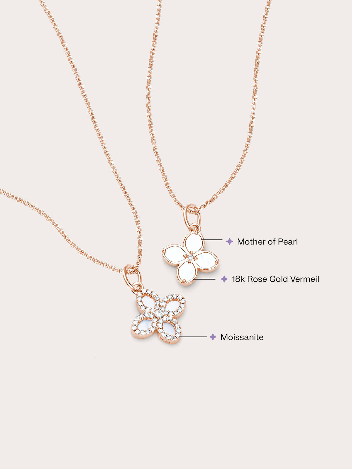 Motherof Pearl Clover Necklace Reversible 18K Rose Gold (12) – Mondays Made Flower & Birthstone Jewelry Singapore