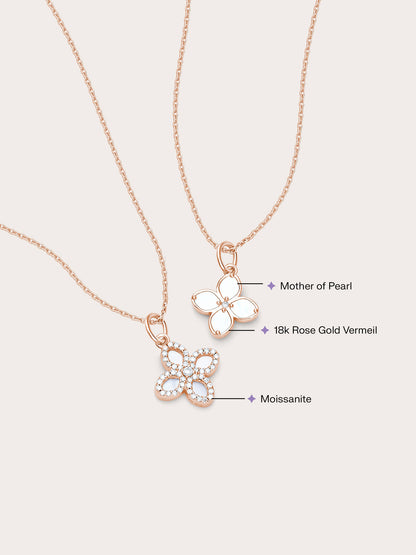 Motherof Pearl Clover Necklace Reversible 18K Rose Gold (12) – Mondays Made Flower & Birthstone Jewelry Singapore