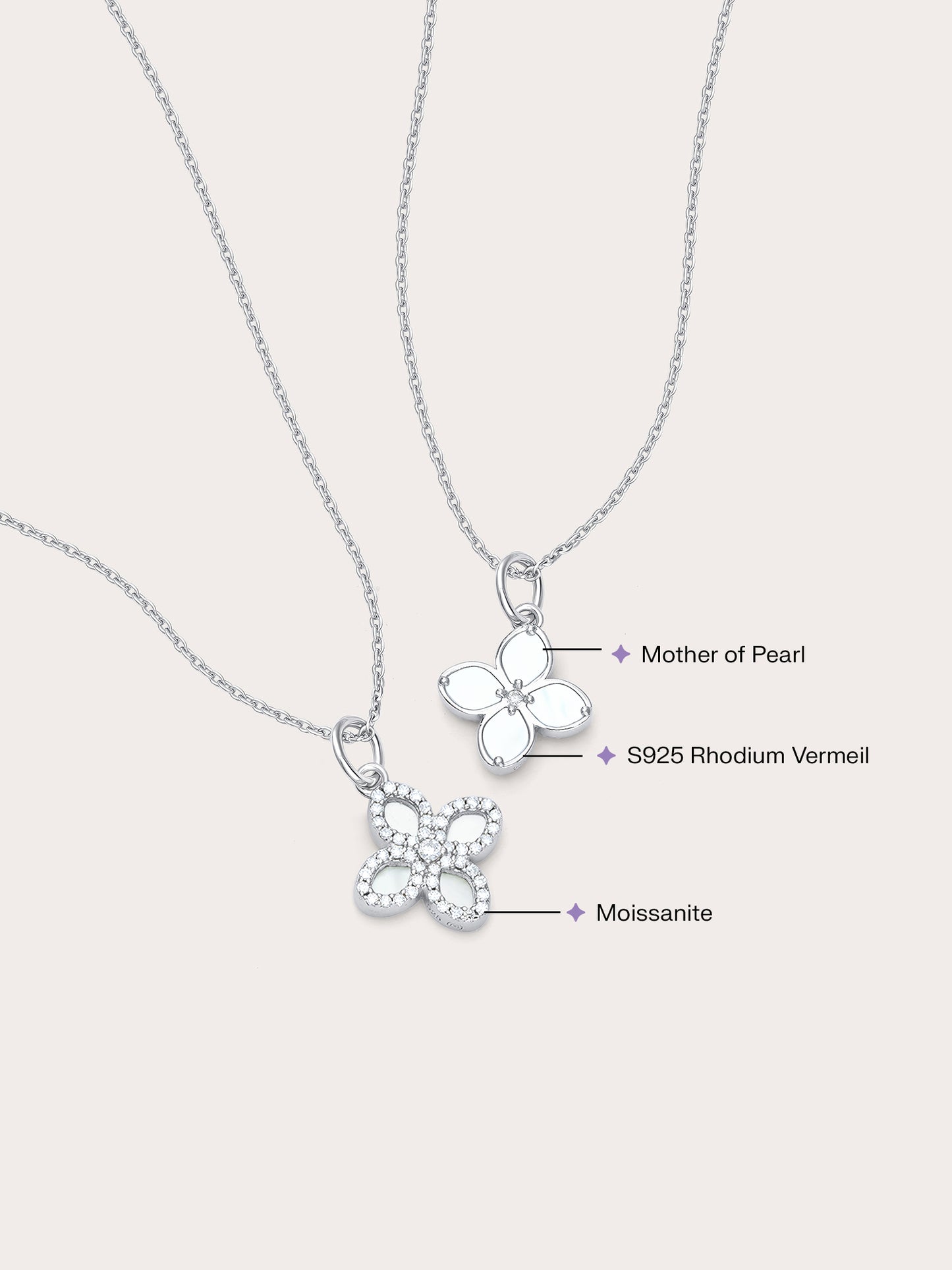Mother of Pearl Clover Necklace – Reversible