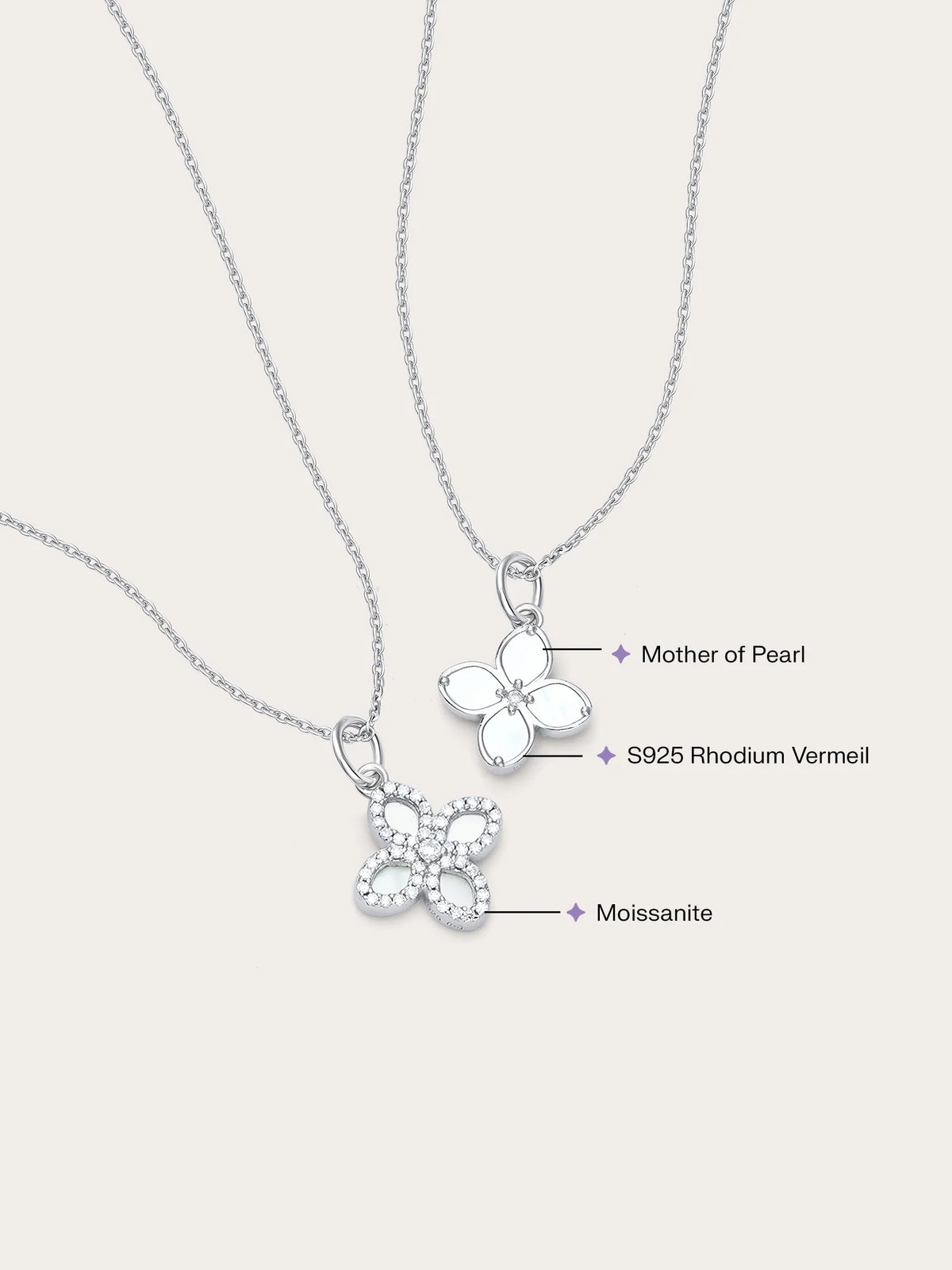 Mother of Pearl Clover Necklace – Reversible
