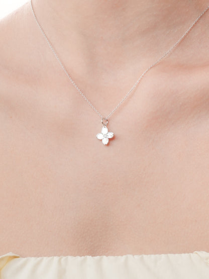 Motherof Pearl Clover Necklace Reversible S925 Silver Rhodium (16) – Mondays Made Flower & Birthstone Jewelry Singapore