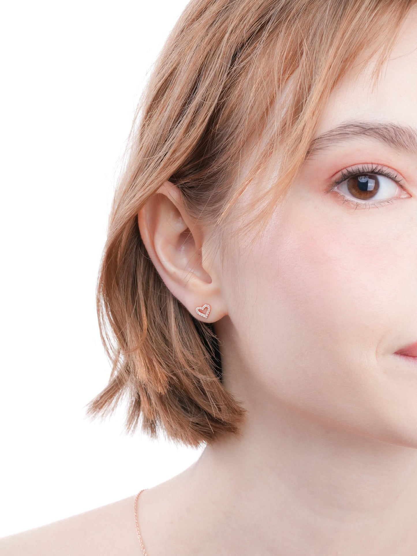 Open Heart Pavé Moissanite Stud Earrings