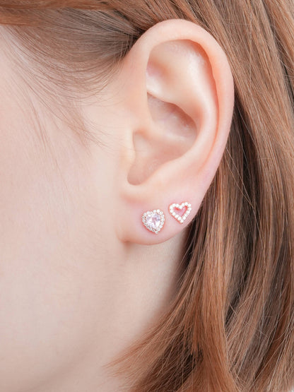 Open Heart Pave Moissanite Stud Earrings 18K Rose Gold (6) – Mondays Made Flower & Birthstone Jewelry Singapore
