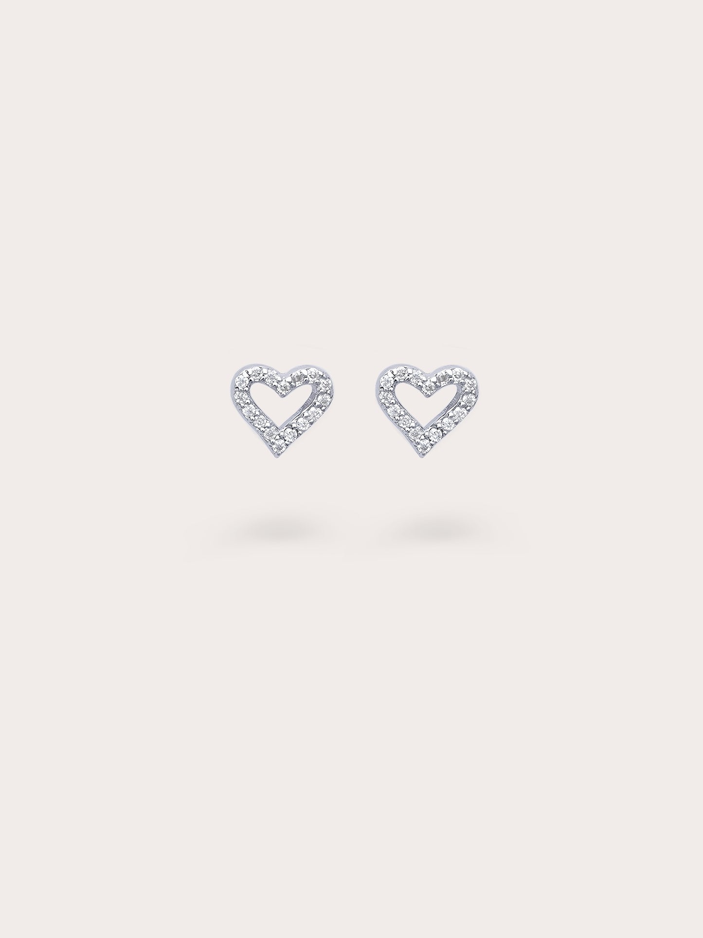 Open Heart Pavé Moissanite Stud Earrings