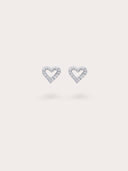 Open Heart Pave Moissanite Stud Earrings S925 Silver Rhodium (1) – Mondays Made Flower & Birthstone Jewelry Singapore