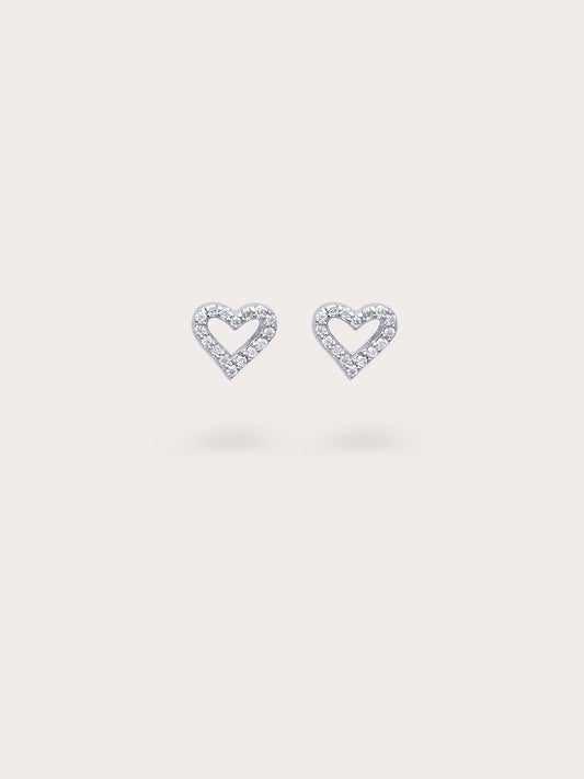 Open Heart Pavé Moissanite Stud Earrings