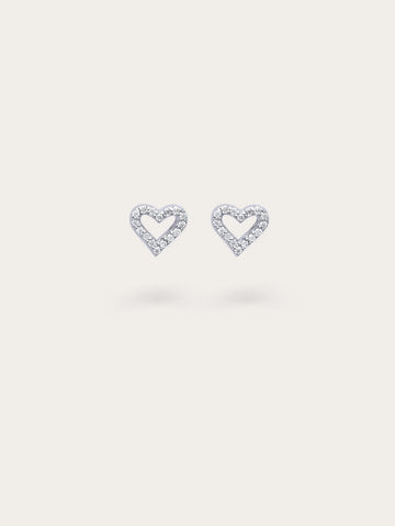 Open Heart Pavé Moissanite Stud Earrings