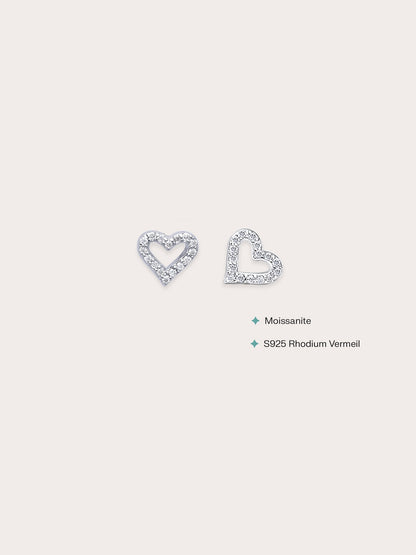 Open Heart Pave Moissanite Stud Earrings S925 Silver Rhodium (2) – Mondays Made Flower & Birthstone Jewelry Singapore