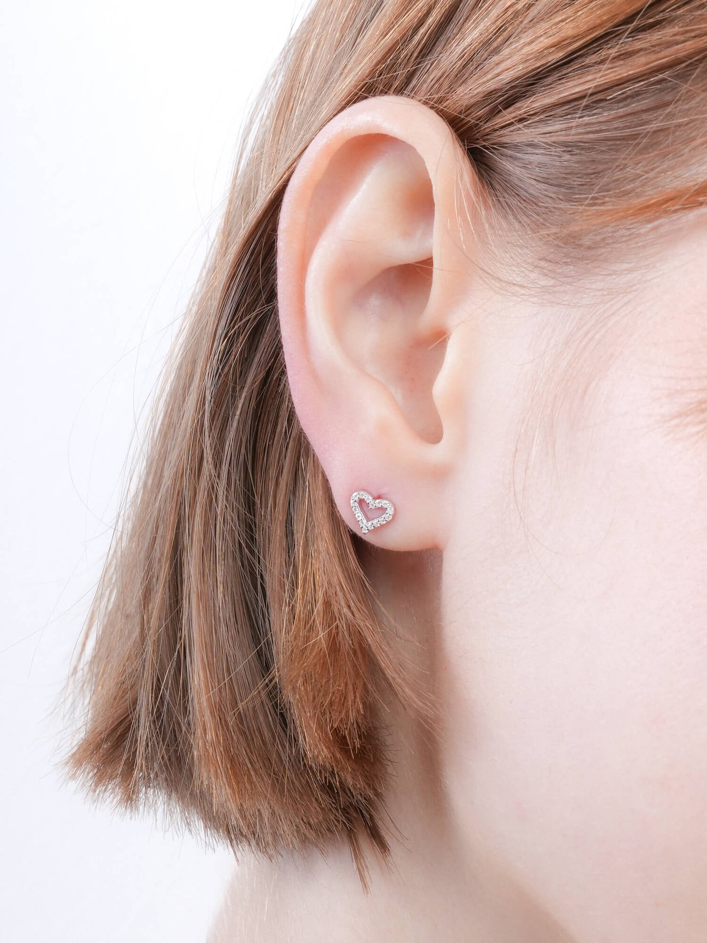 Open Heart Pavé Moissanite Stud Earrings