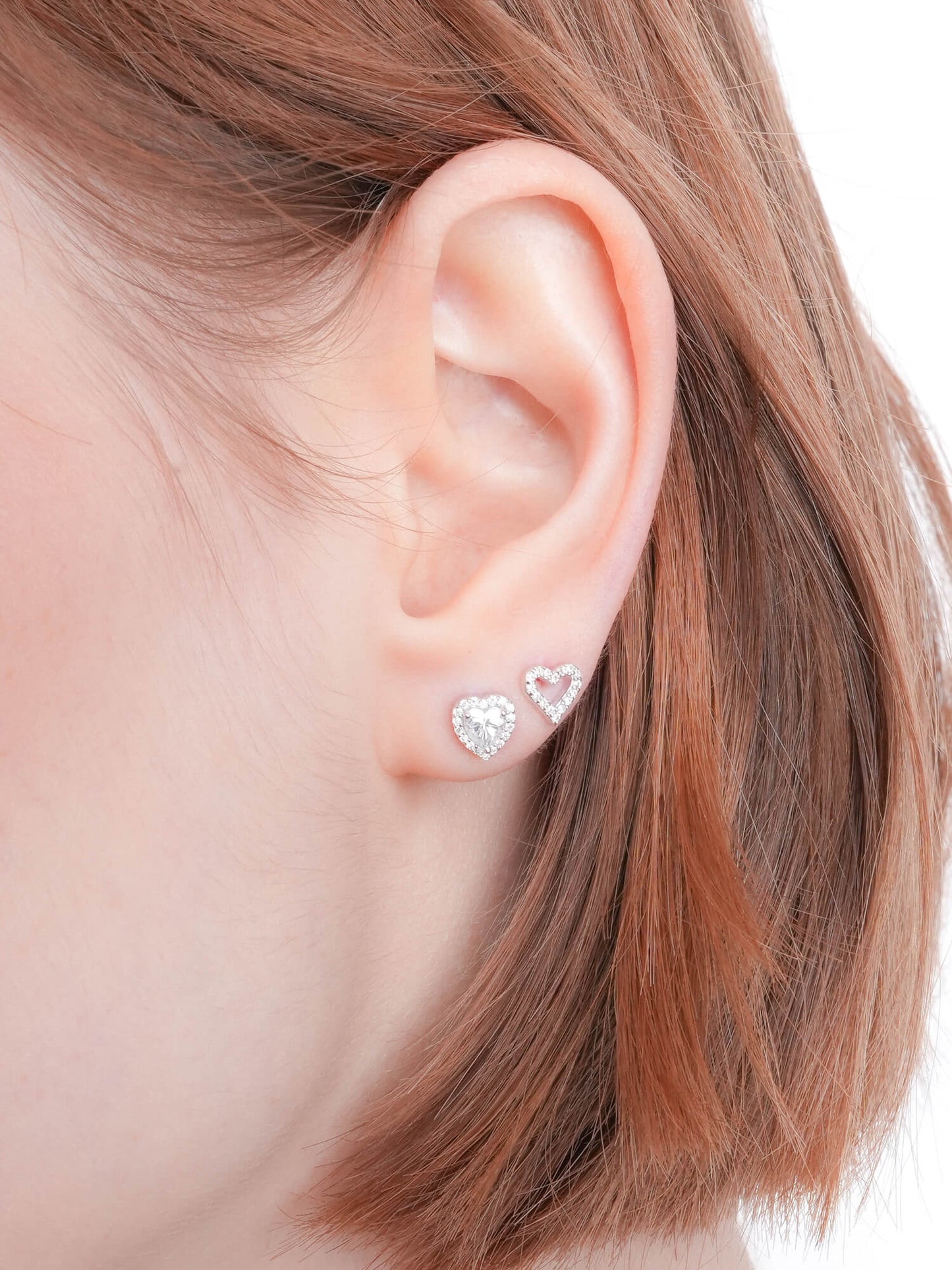 Open Heart Pavé Moissanite Stud Earrings