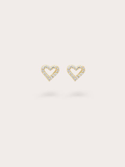 Open Heart Pave Moissanite Stud Earrings 18K Gold (1) – Mondays Made Flower & Birthstone Jewelry Singapore