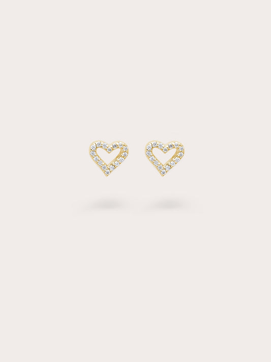 Open Heart Pavé Moissanite Stud Earrings