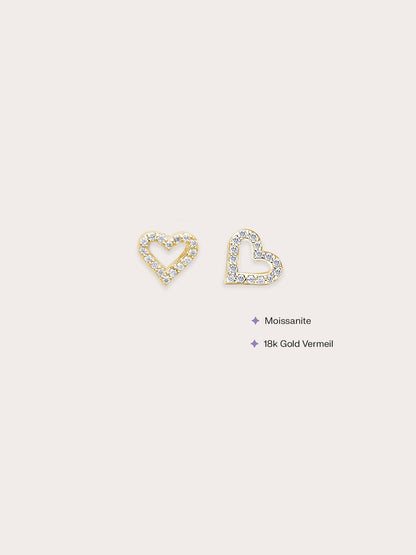 Open Heart Pave Moissanite Stud Earrings 18K Gold (2) – Mondays Made Flower & Birthstone Jewelry Singapore