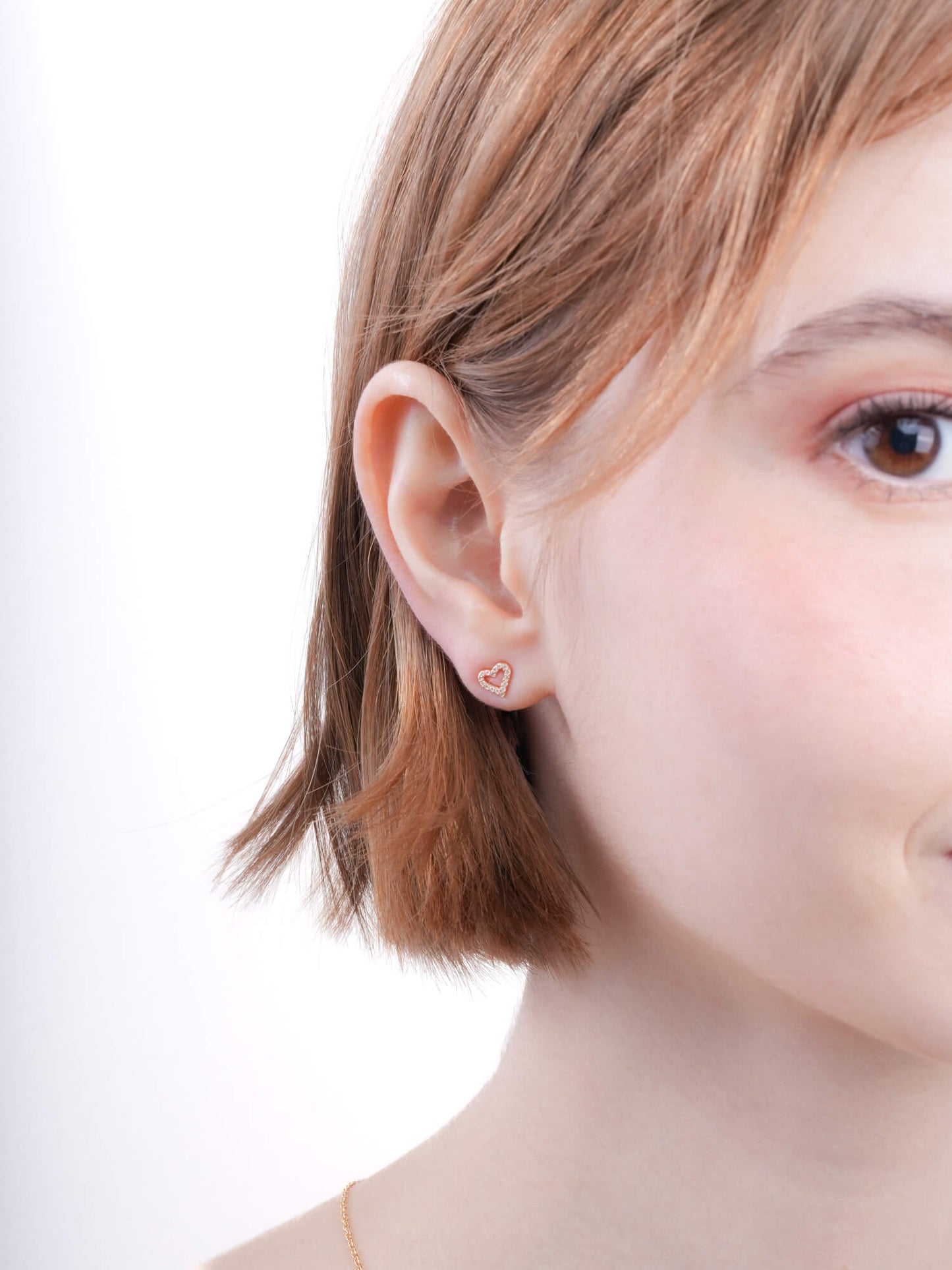 Open Heart Pavé Moissanite Stud Earrings