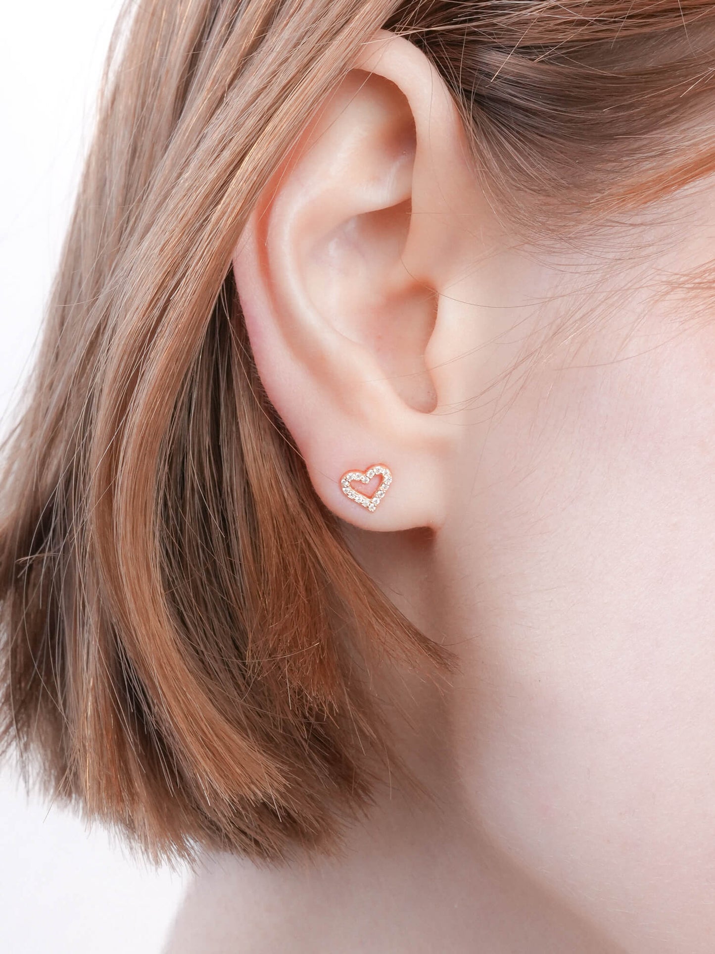 Open Heart Pavé Moissanite Stud Earrings