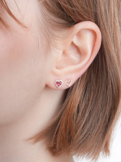 Open Heart Pave Moissanite Stud Earrings 18K Gold (6) – Mondays Made Flower & Birthstone Jewelry Singapore