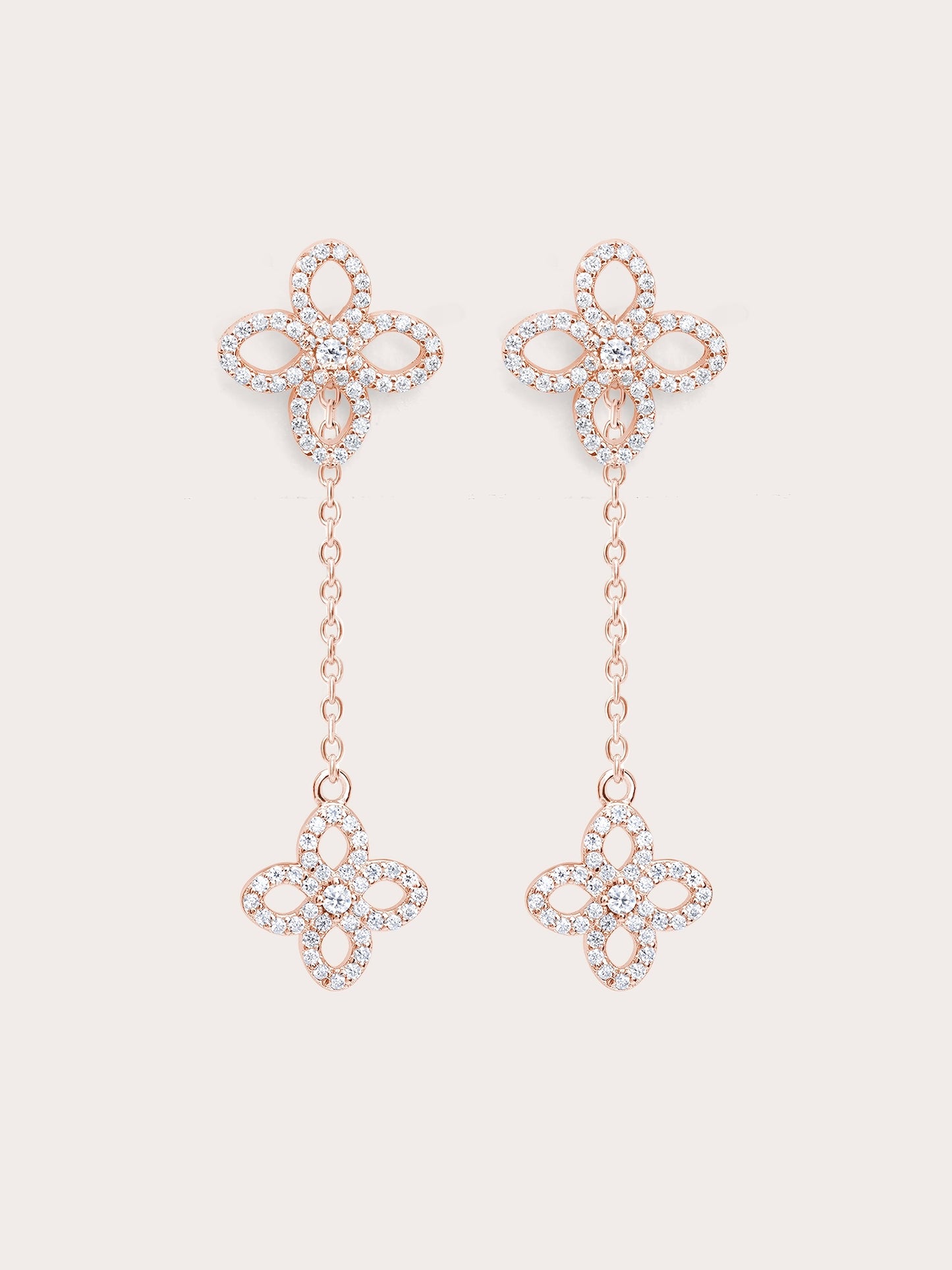 Pavé Moissanite Clover Dangle Earrings - Detachable