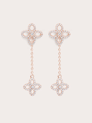 Pave Moissanite Clover Stud Earring W Clover 18K Rose Gold – Mondays Made Flower & Birthstone Jewelry Singapore