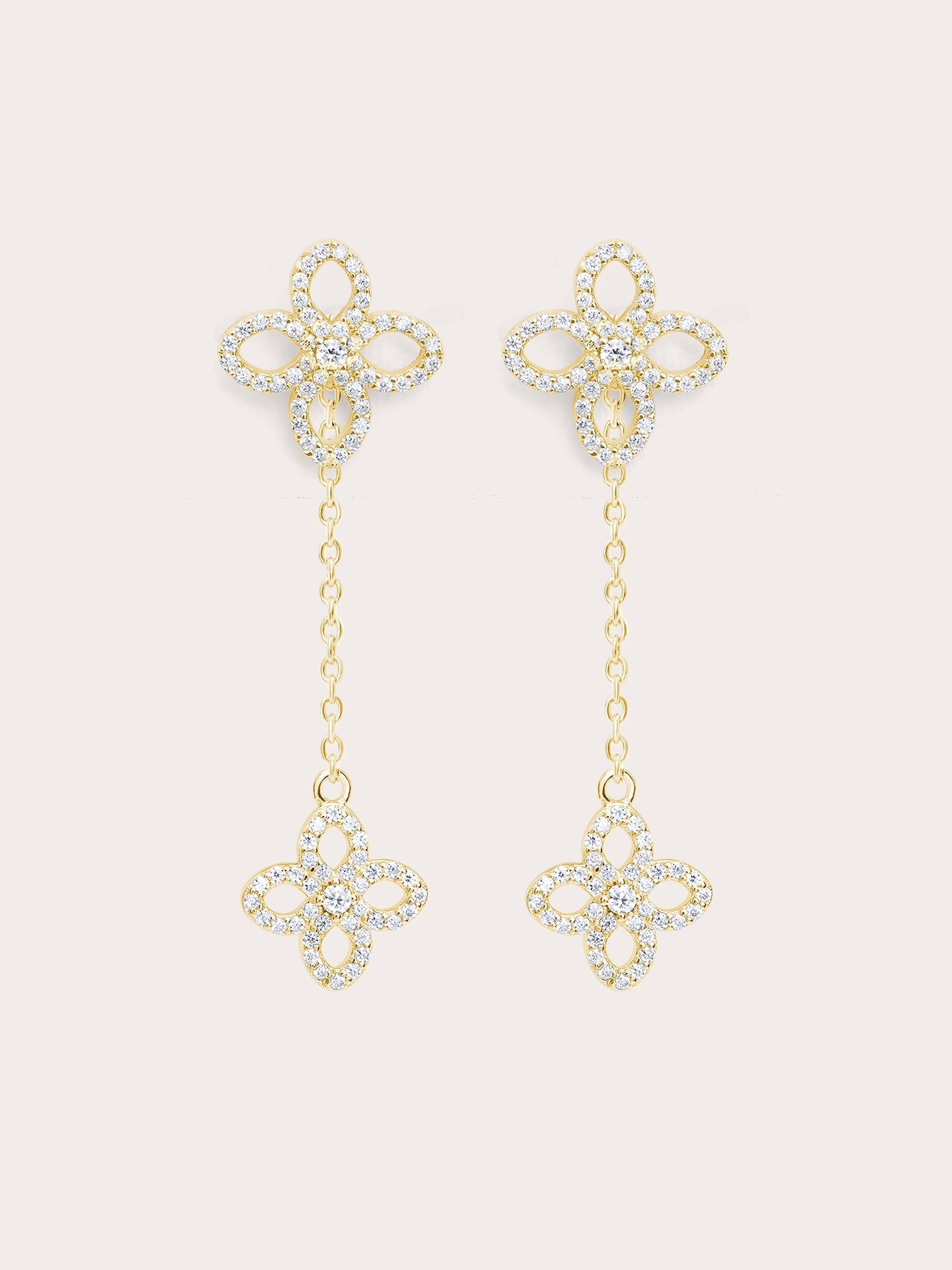 Pavé Moissanite Clover Dangle Earrings - Detachable