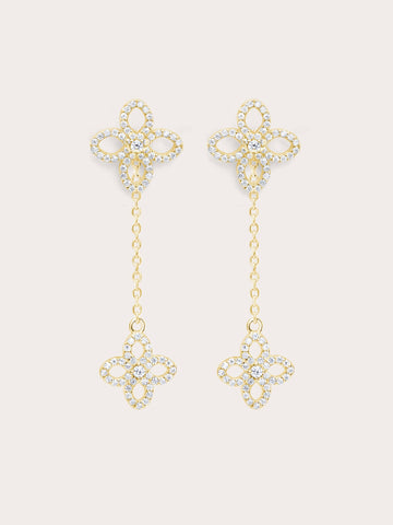 Pave Moissanite Clover Stud Earring W Clover 18K Gold – Mondays Made Flower & Birthstone Jewelry Singapore