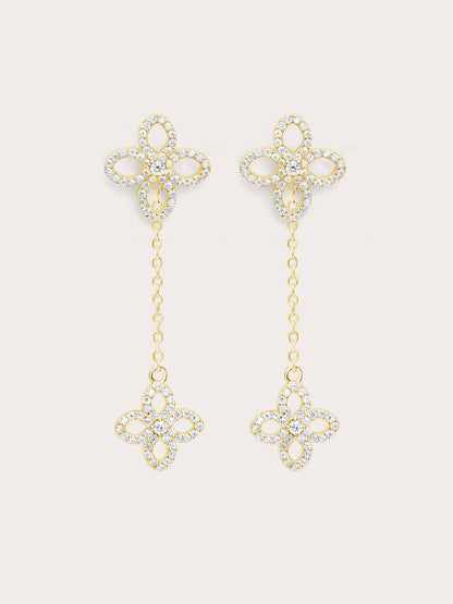 Pave Moissanite Clover Stud Earring W Clover 18K Gold – Mondays Made Flower & Birthstone Jewelry Singapore