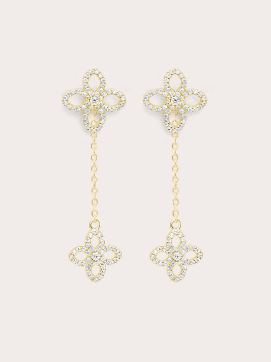 Pave Moissanite Clover Stud Earring W Clover 18K Gold – Mondays Made Flower & Birthstone Jewelry Singapore