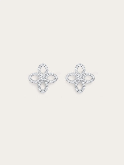 Pavé Moissanite Clover Stud Earrings