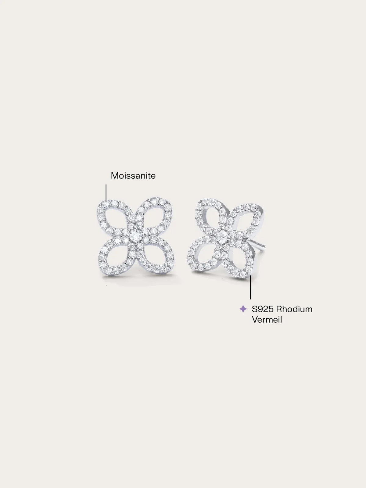 Pavé Moissanite Clover Stud Earrings