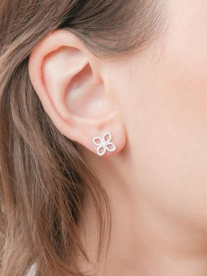 Pavé Moissanite Clover Stud Earrings