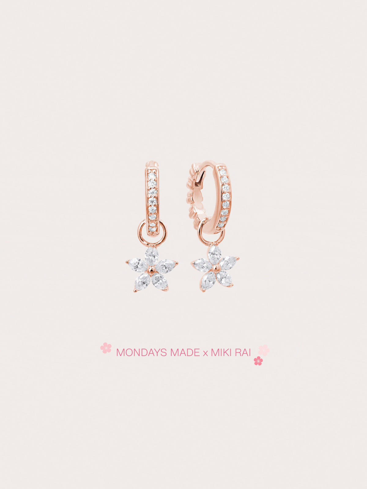 Peach Blossom Huggie Earrings - Reversible