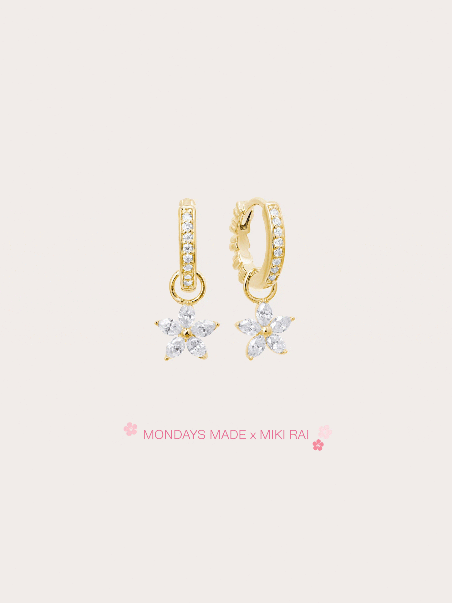 Peach Blossom Huggie Earrings - Reversible