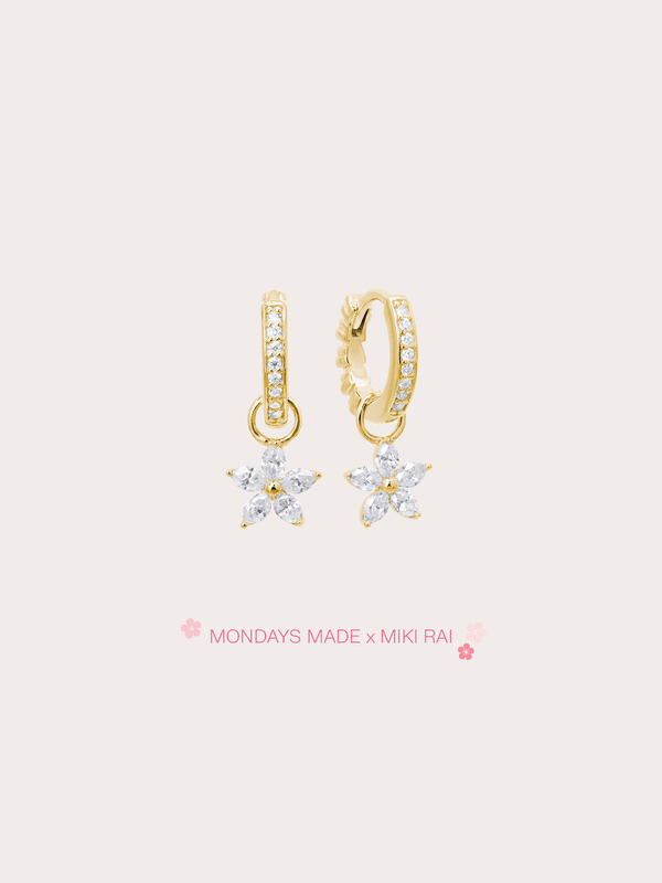 Peach Blossom Huggie Earrings - Reversible