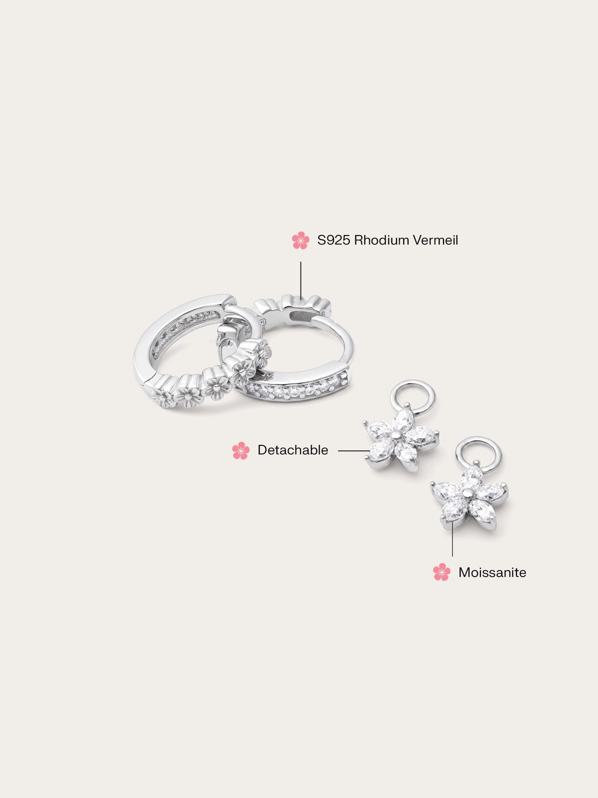 Peach Blossom Huggie Earrings - Reversible
