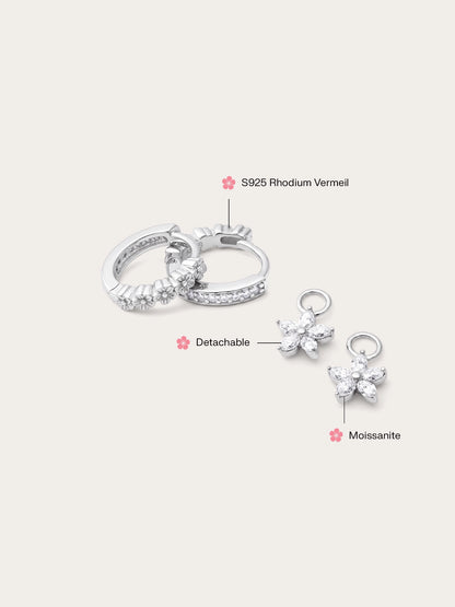 Peach Blossom Huggie Earrings - Reversible