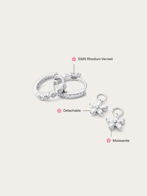 Peach Blossom Huggie Earrings - Reversible
