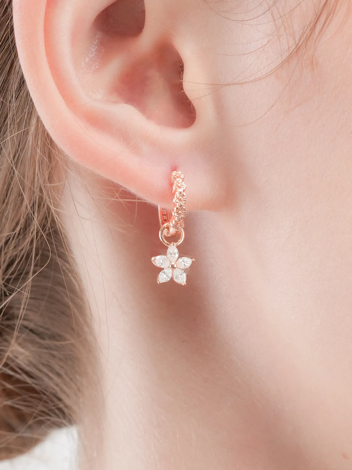 Peach Blossom Huggie Earrings - Reversible