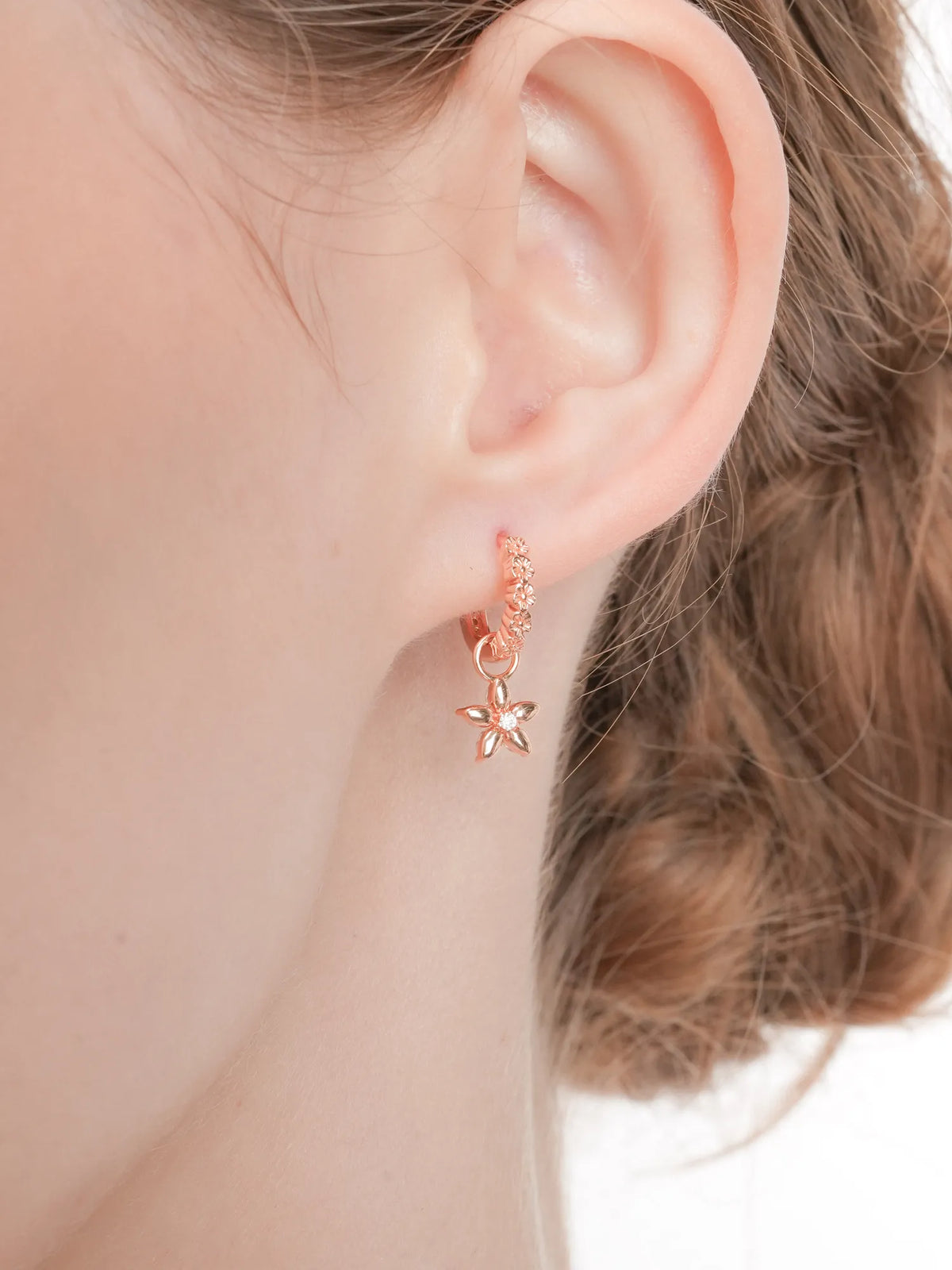 Peach Blossom Huggie Earrings - Reversible