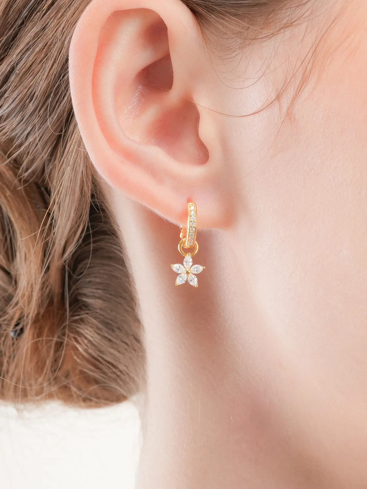 Peach Blossom Huggie Earrings - Reversible